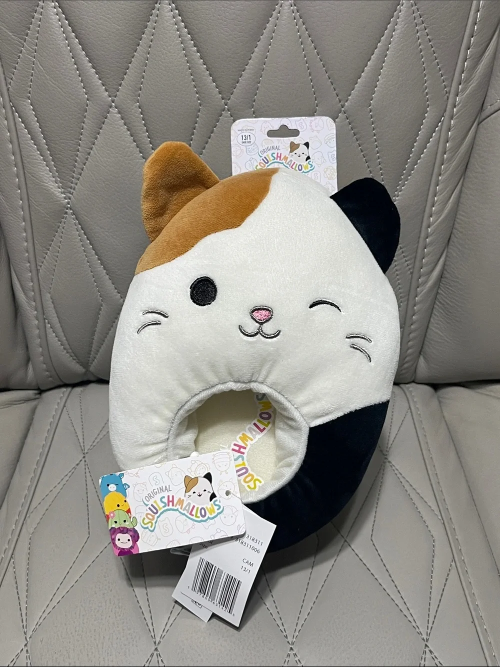 Squishmallows Kids Cat Slippers – White, Brown, Black